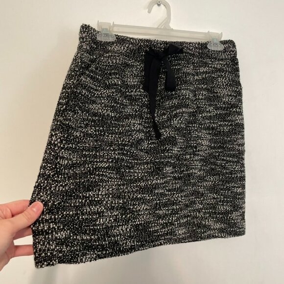 ANN TAYLOR LOFT Petites Boucle Pocket Drawstring Skirt Black White PETITE Small - Picture 10 of 14